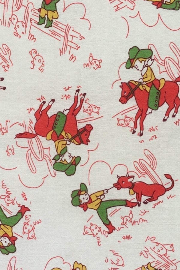 Vintage Seaside Dress
‘Cowboy, Cowgirl’
From the Story Book Ranch Collection 
By Windham Fabrics
OOAK ~ Sz 10