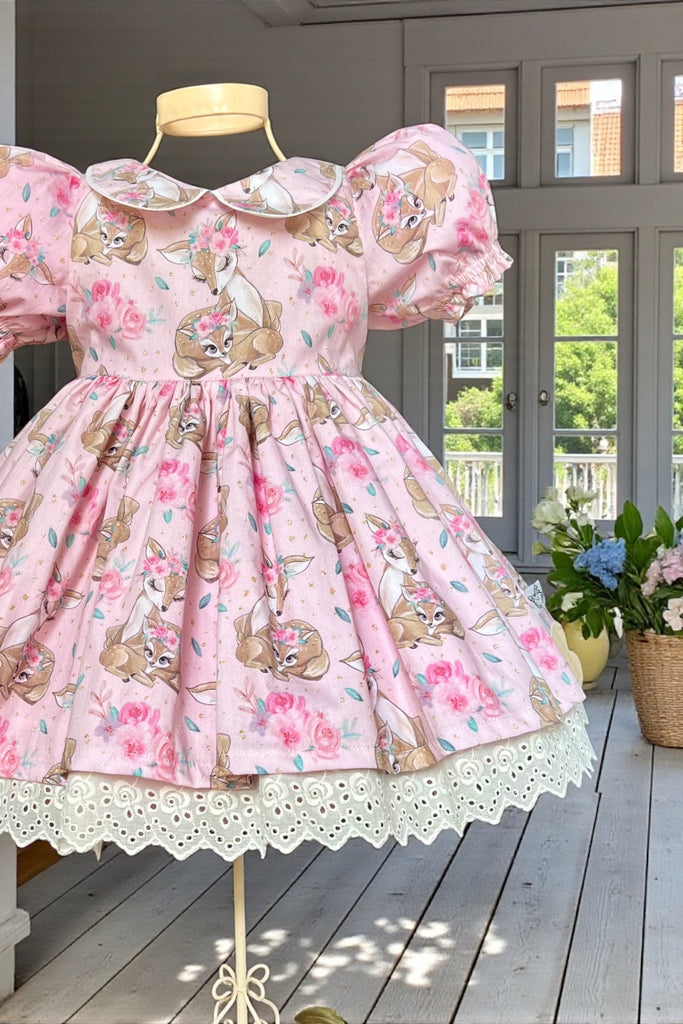 Rose Bay Dress 
‘Mama Deer & Her Little Flower Fawn’ ~ Sz 3