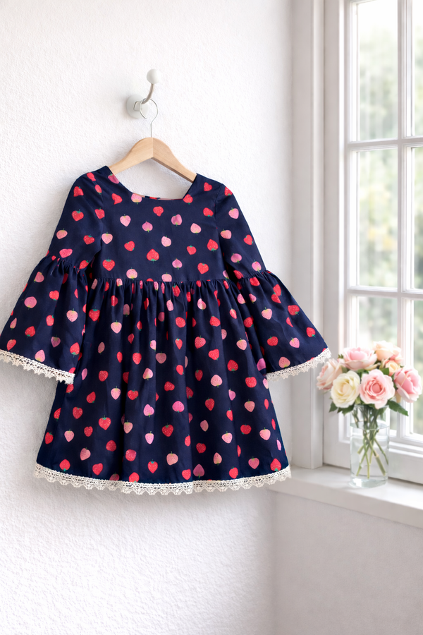 Boho Dress | ‘Strawberry Lane’ in Navy