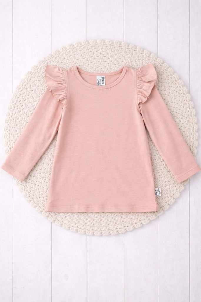 New 2026 Collection |  Long Sleeve Flutter Tee | Dusty Pink