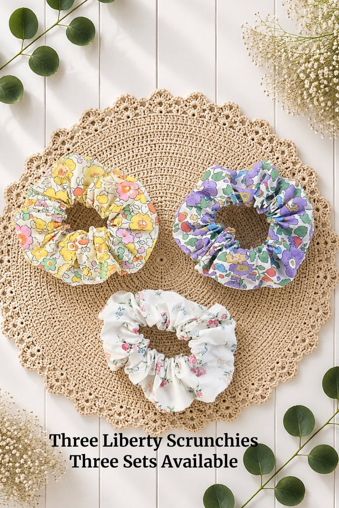 For Vanessa Jensen | Liberty of London Tana Lawn Scrunchies Lot of 3 | Regular Size | Suitable For All Ages