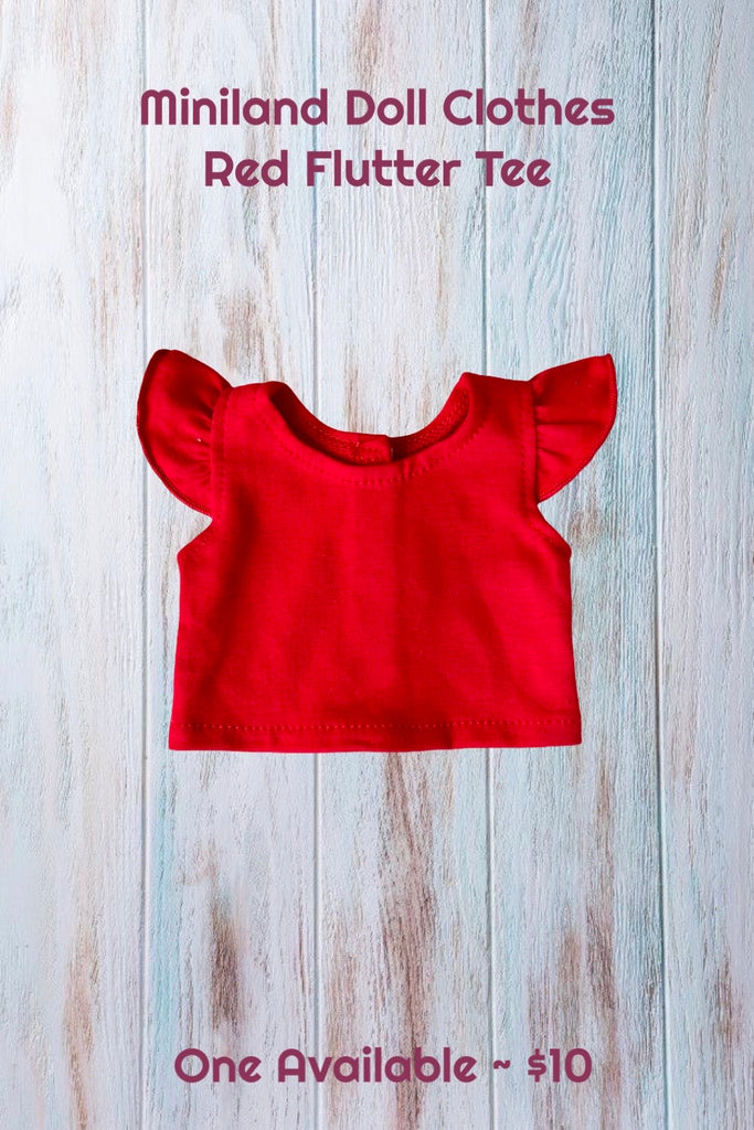 For Leish | Miniland Doll Clothes ~ Red Flutter Tee