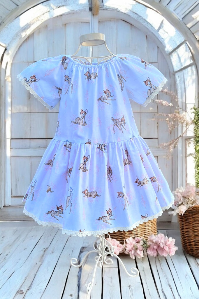 Vintage Seaside Dress | Bambi & Butterfly in Pink by Camelot Fabrics for Disney ~ Sz 4