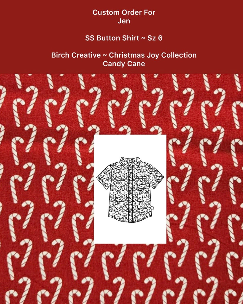Custom Order For Jen | Sz 6 Button Shirt | Candy Canes