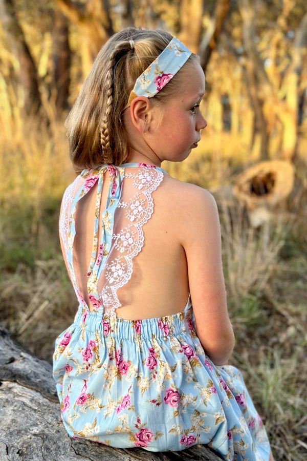 Lace Back Dress - Isla Rose in Sky Blue