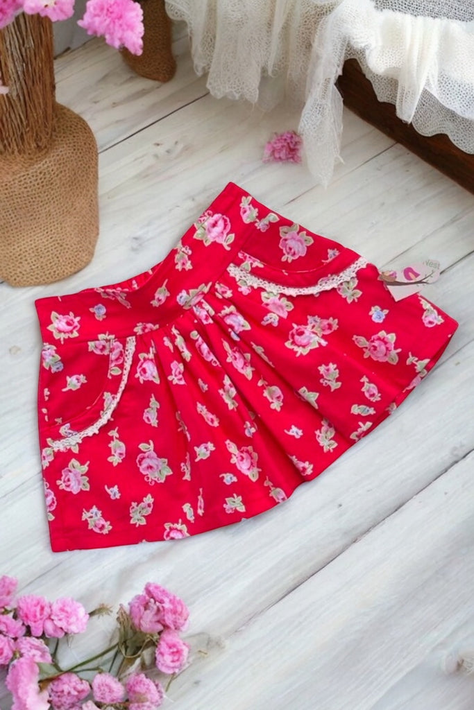 Pocket Skirt | Lecien Flower Sugar in Red ~ Sz 0