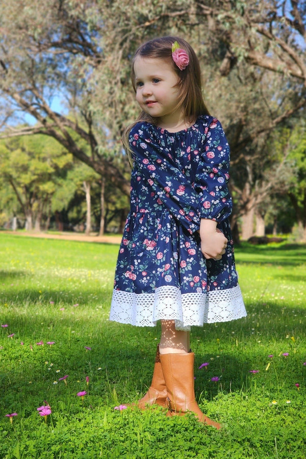 Long Sleeve Seaside Pocket Dress | Anna in Navy