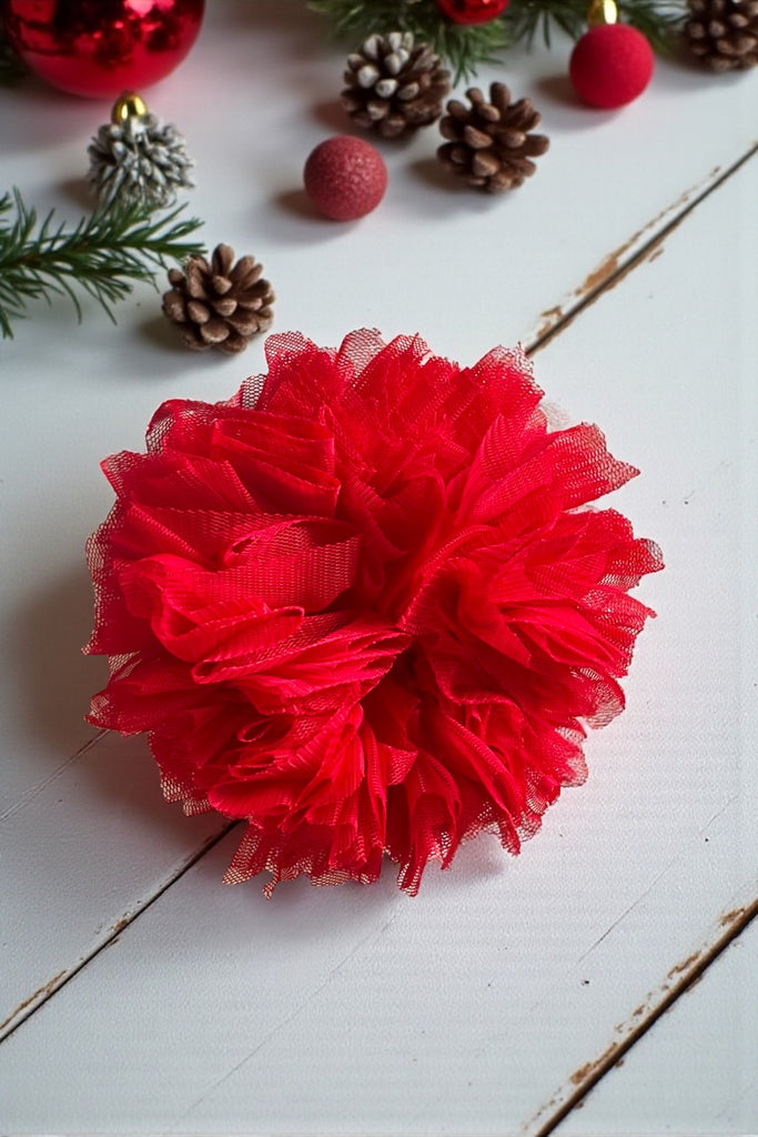 Tulle Scrunchie | Festive Red