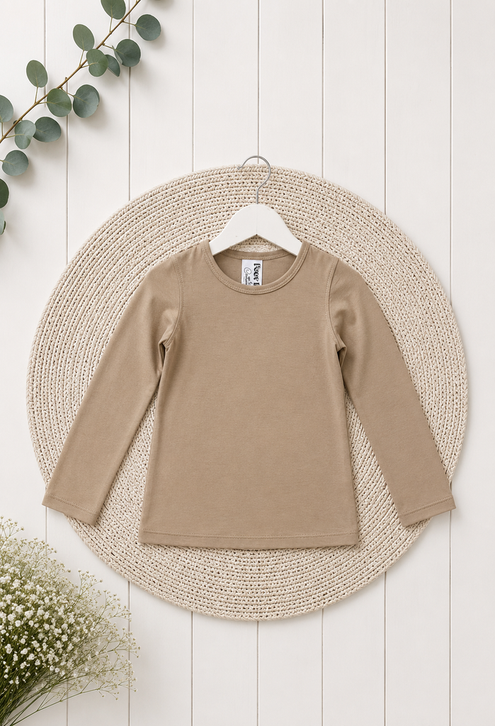 For Vanessa Jensen ~ Sz 10 | New 2026 Collection |  Long Sleeve Unisex Bamboo Tee | Oatmeal Latte