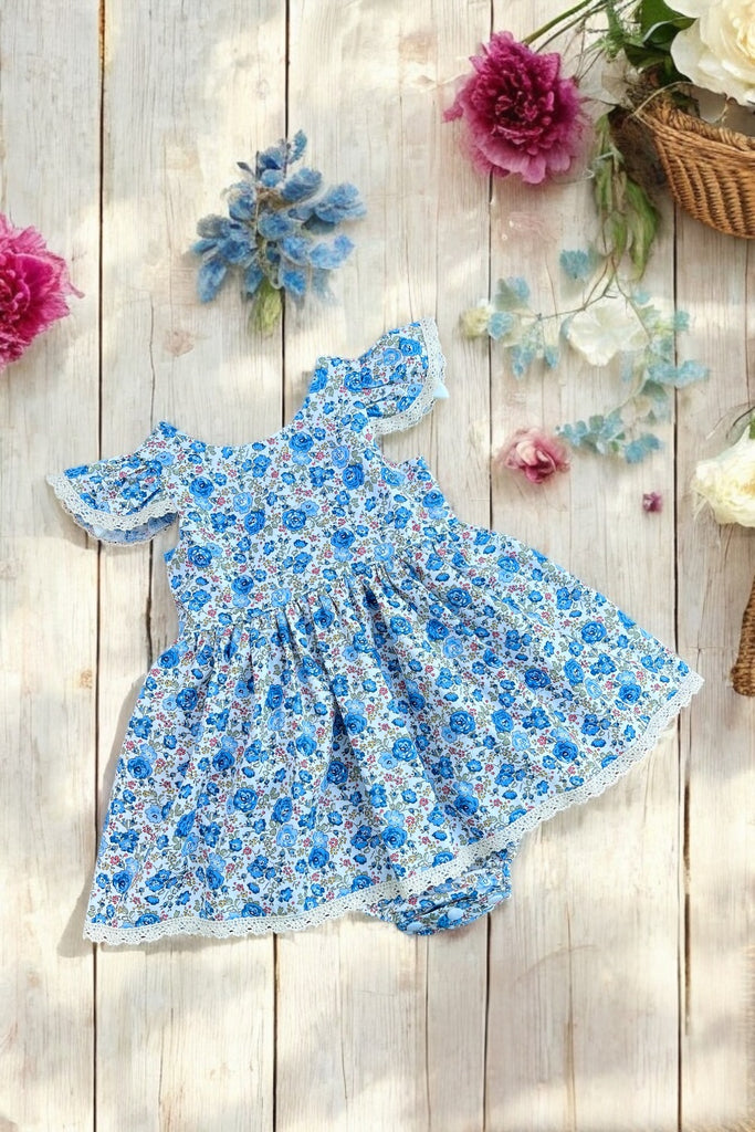 Romper Dress | Fleur de Joie (Blue) | OOAK ~ Size 1