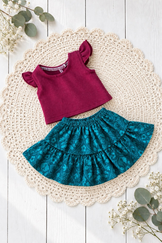 Dolly Liberty Skirt & Flutter Tee | For Miniland Dolls