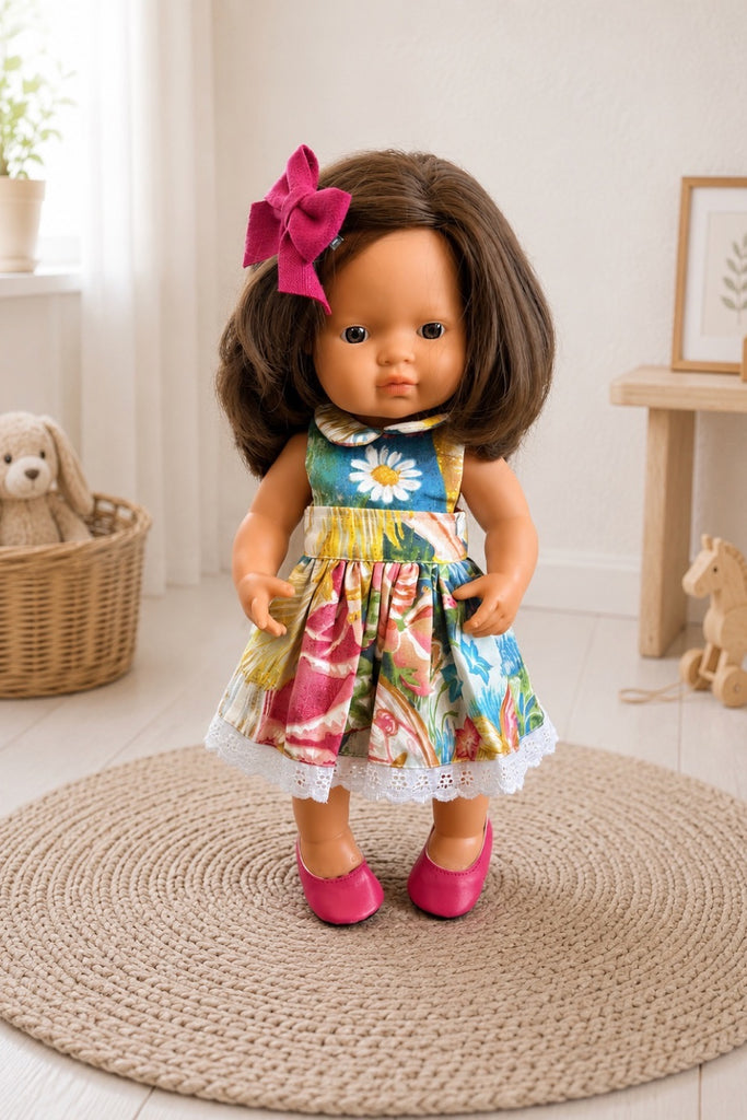 For Dee Atkins | Dolly Dress Made With Rare Shirley Barber Fabric + Free Shoes & Hair Clip
For Miniland Dolls