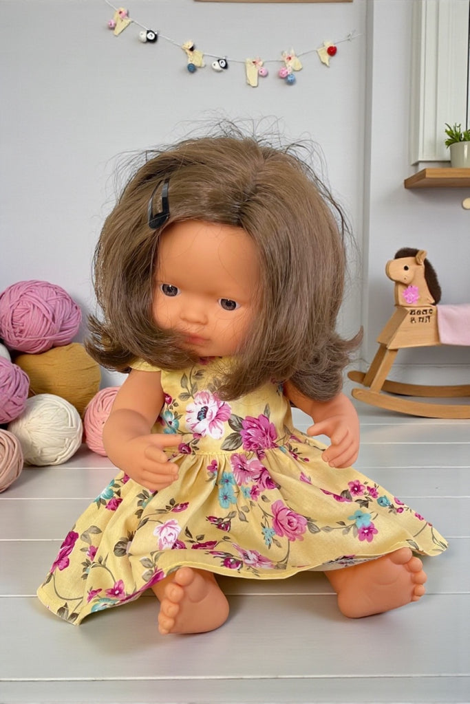 Miniland Doll Tea Party Dress - Scarlett Rose in Sunshine