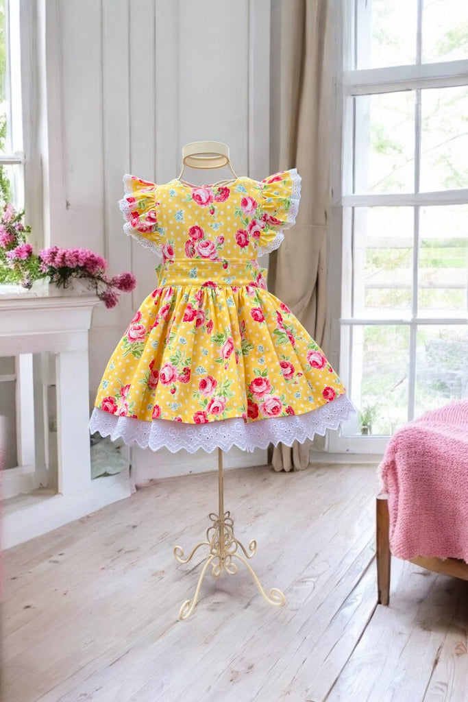 Charlotte Emma Dress | Yellow Polka from the Flower Sugar Collection by Lecien | OOP & OOAK ~ Sz 2 $64.95