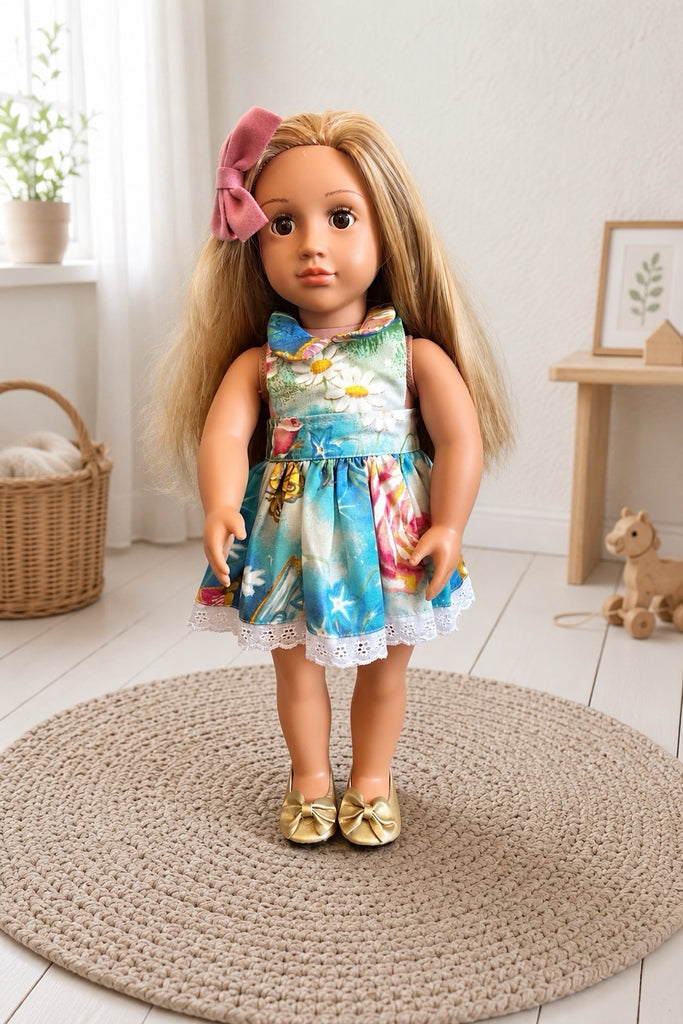 For Nicole | Dolly Dress Made With Rare Shirley Barber Fabric + Free Shoes & Hair Clip
For Our Generation Dolls