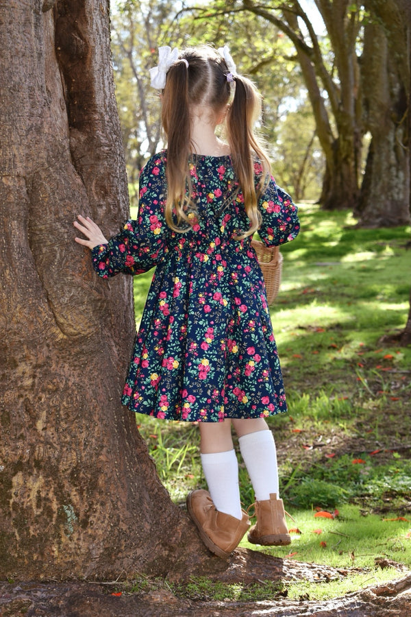 High Waisted Twirling Dress | Savannah Anne in Navy