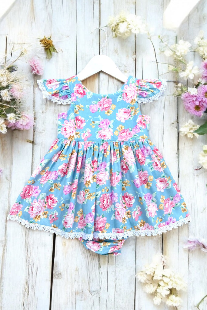 For Cassandra ~ Sz 0000 | Romper Dress | Mathilda Rose in Blue