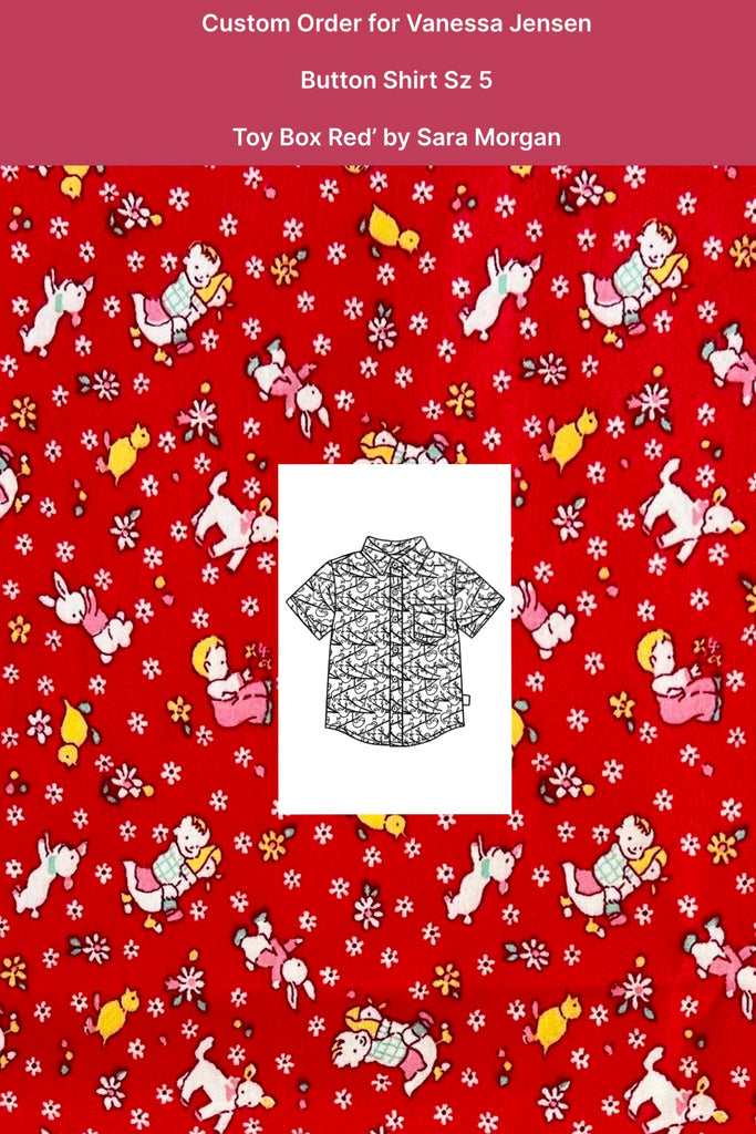 Custom Order For Vanessa Jensen | Button Shirt ~ Sz 5 | Toy Box in Red