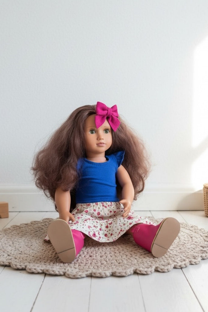 For Bess | Dolly Skirt & Flutter Tee + Free Boots & Hair Clip | For Our Generation Dolls