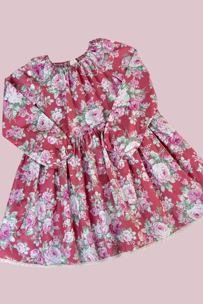 For Merindah | Long Sleeve Vintage Seaside Dress ~ Sz 12 | ‘Old Rose’