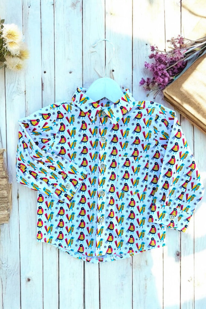 Long Sleeve Button Shirt | Birds of a Feather by Emma & Mila | Very Rare Fabric, OOP | OOAK ~ Sz 2