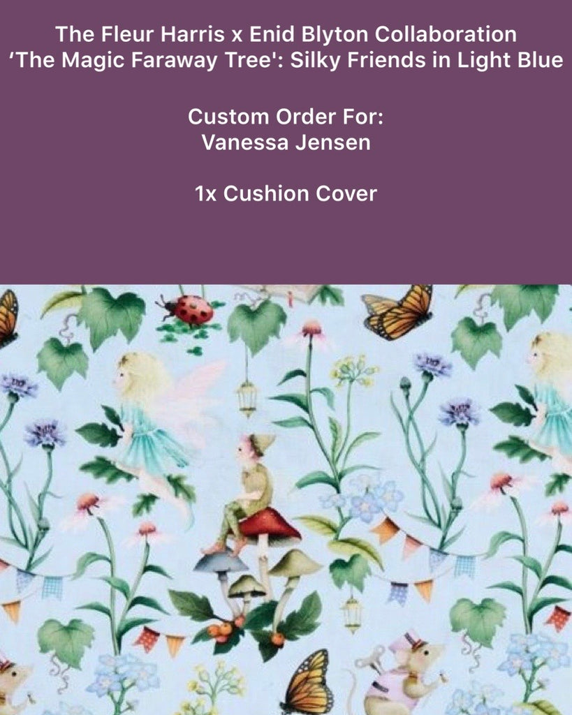 Custom Order For Vanessa Jensen | The Fleur Harris x Enid Blyton Collaboration ‘The Magic Faraway Tree': Silky Friends in Light Blue | Cushion Cover 40 x 40 cms