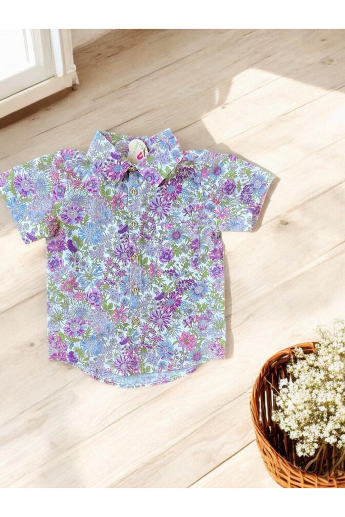 Button Shirt | Zen Garden in Purple