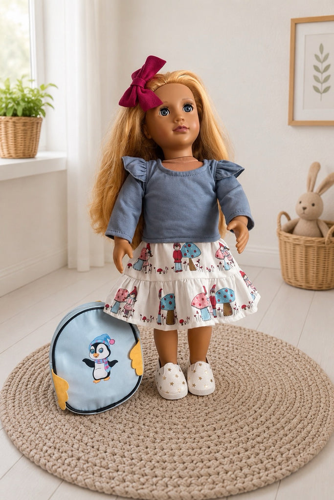 For Angela | Dolly Skirt & Bamboo Tee + Free Shoes, Bow Clip & Backpack
For Our Gen Dolls