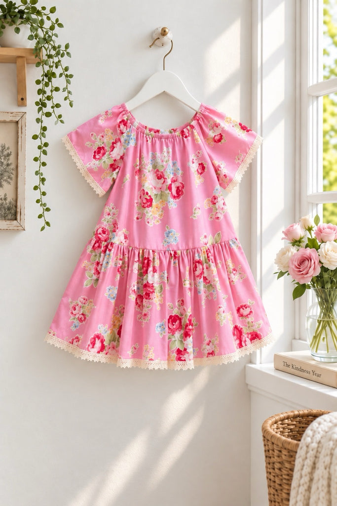 Vintage Seaside Dress | Lecien Flower Sugar | Pink ~ Sz 3