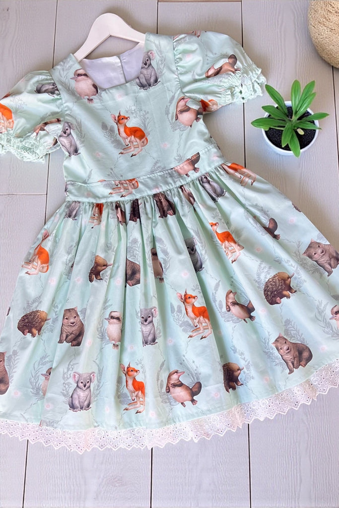 Puff Sleeve Anglaise Dress 
‘Little Aussie Friends’
In Mint
By Elise Martinson
For the Devonstone Collection 
OOAK ~ Sz 10
