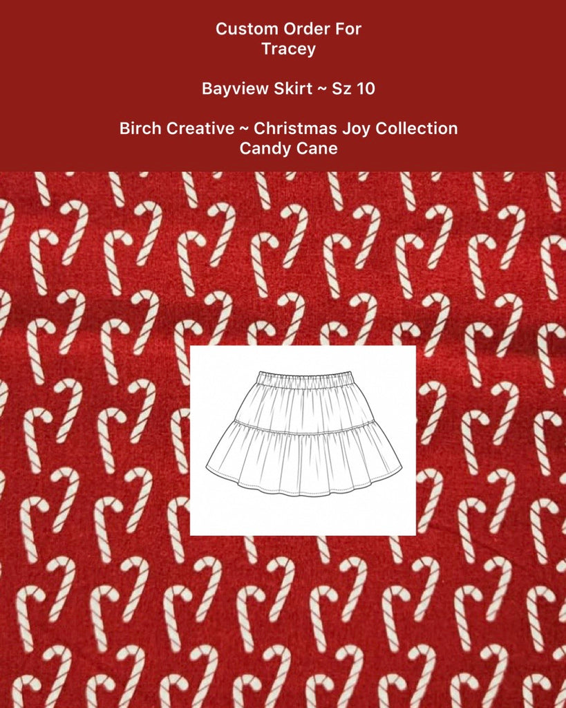 Custom Order For Tracey | Bayview Skirt Sz 10 | Birch Creative ~ Christmas Joy Collection ~ Candy Canes