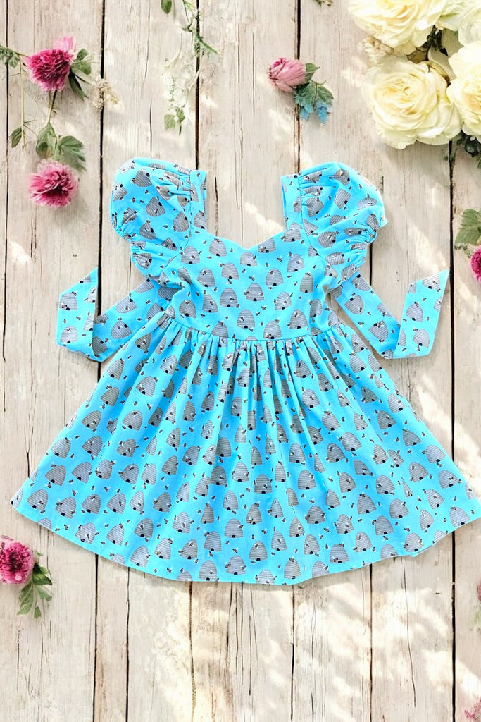 Bow Back Dress ~ Bee Hives | One-of-a-kind ~ Size 8