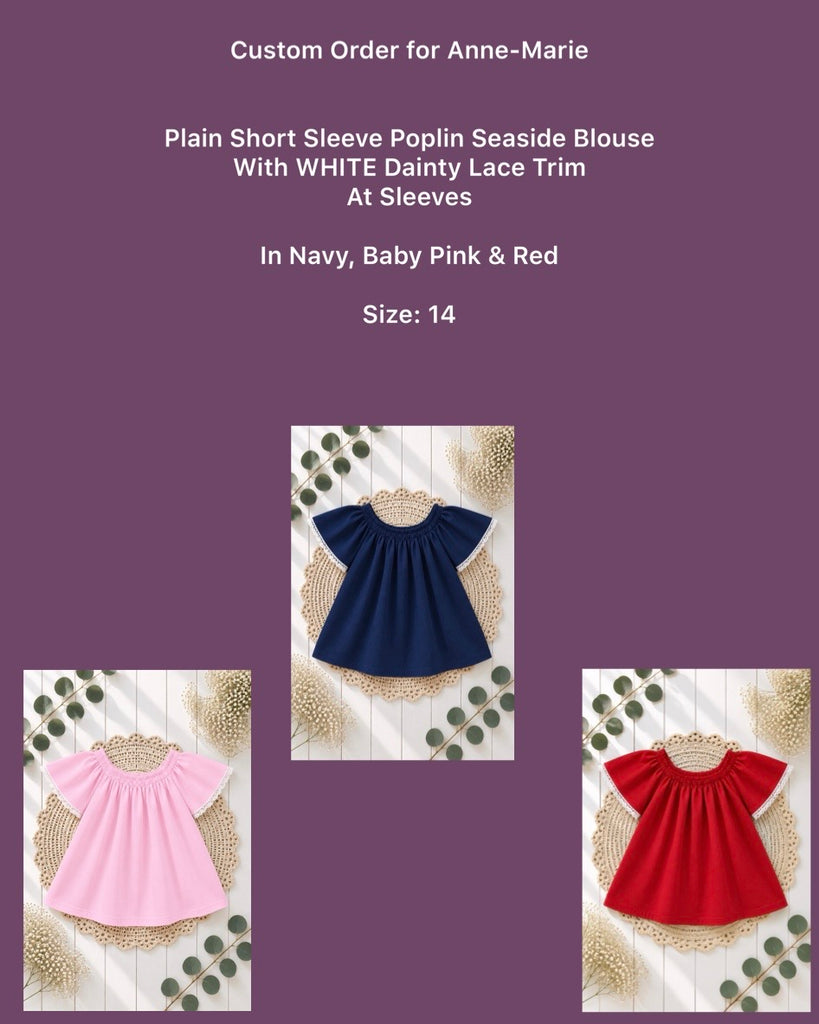 Custom Order For Anne-Marie | 1x Seaside Blouse in Navy, Pink & Red ~ Sz 14