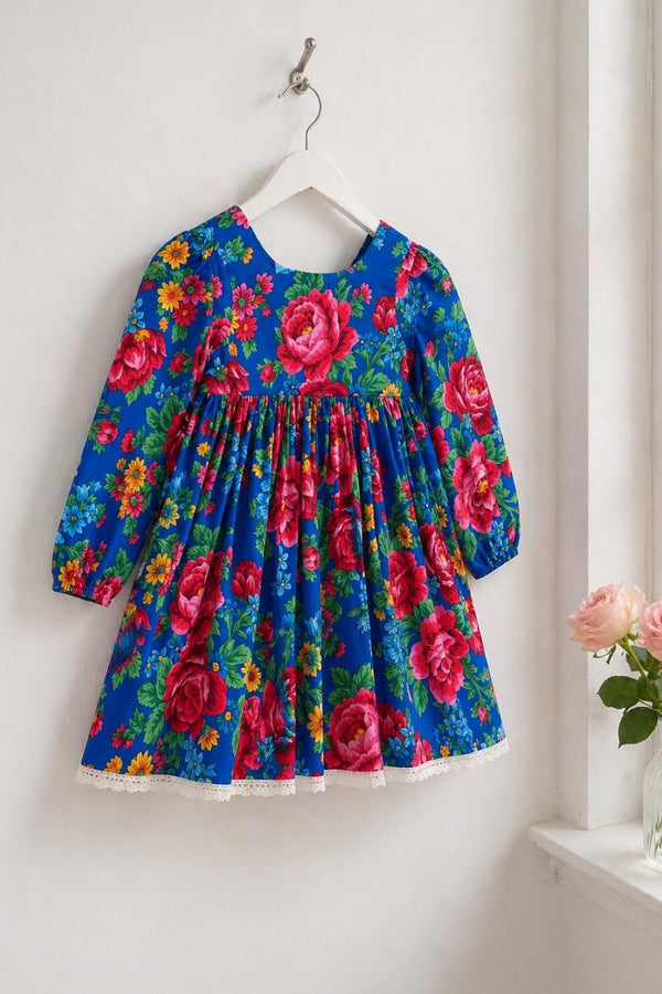 Long Sleeve Babydoll Dress | ‘Crimson Garden’ From Elisabeth Studio ~ Sz 8 & 10