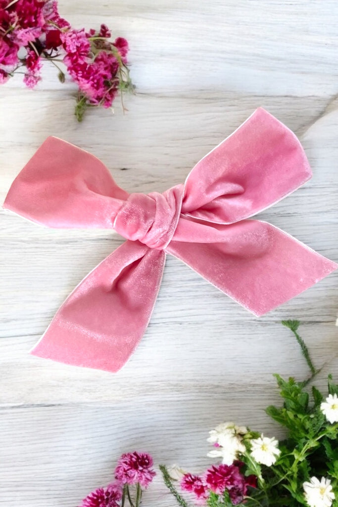 Large Velvet Pinwheel Bow Clip | Pink