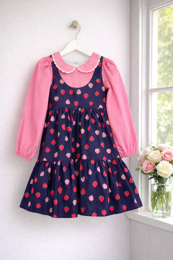 Bayview Dress | 
‘Strawberry Lane’ in Navy