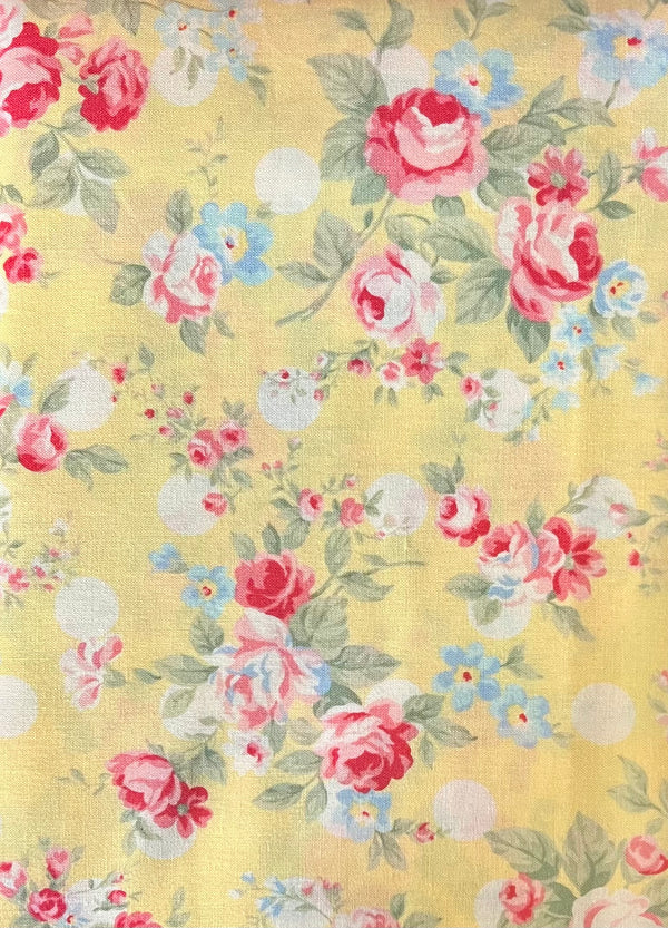 For Alisha ~ Sz 6 | Monaco Dress ‘Roses & Polkadots' in lemon from the Princess Rose Collection for Lecien - Oop, very rare.
