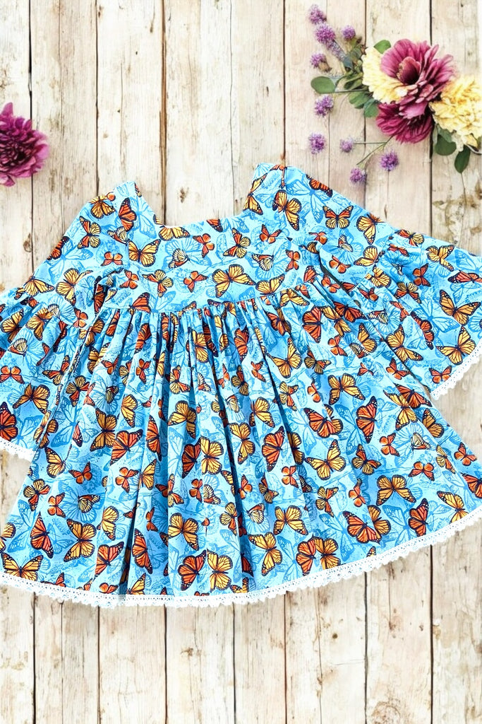 Boho Dress
‘Monarch Butterflies’ (Denim Blue) by Quilt Minnesota for Clothworks ~ Sz 10
