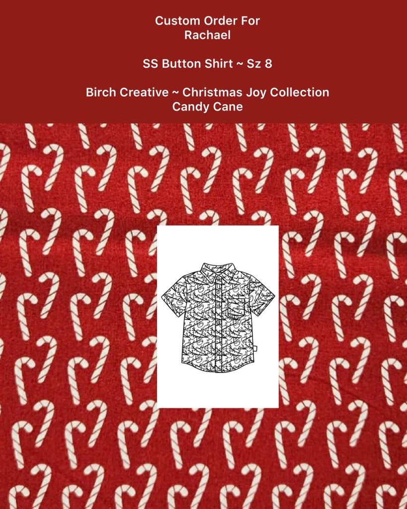 Custom Order For Rachael | Sz 8 Button Shirt | Candy Canes