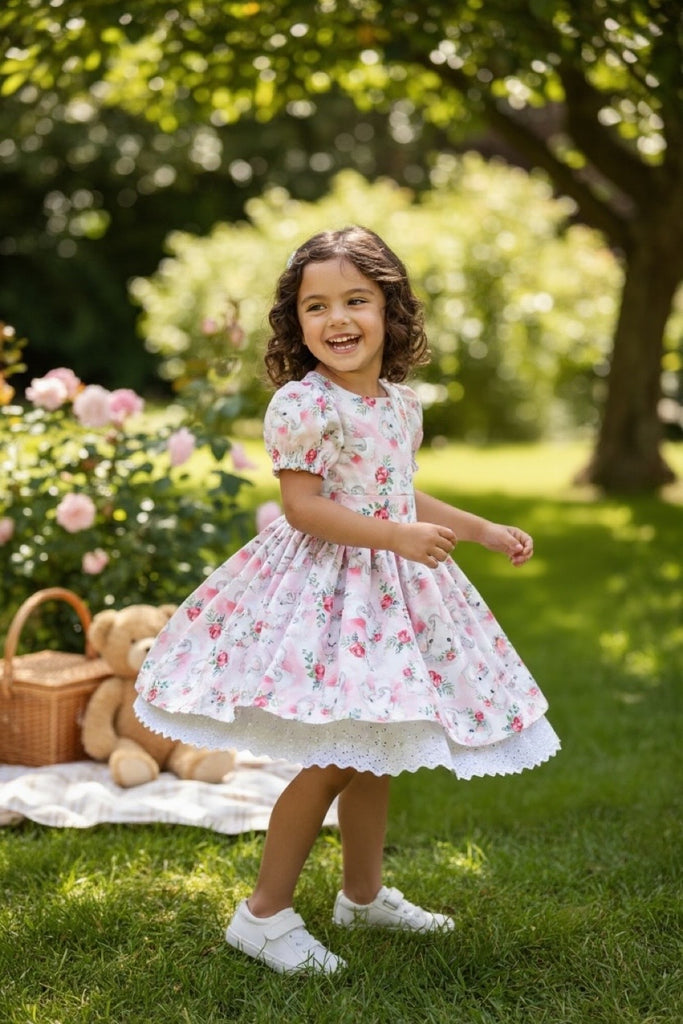 Puff Sleeve Anglaise Dress
‘Elephant Whispers’
OOAK ~ Sz 6