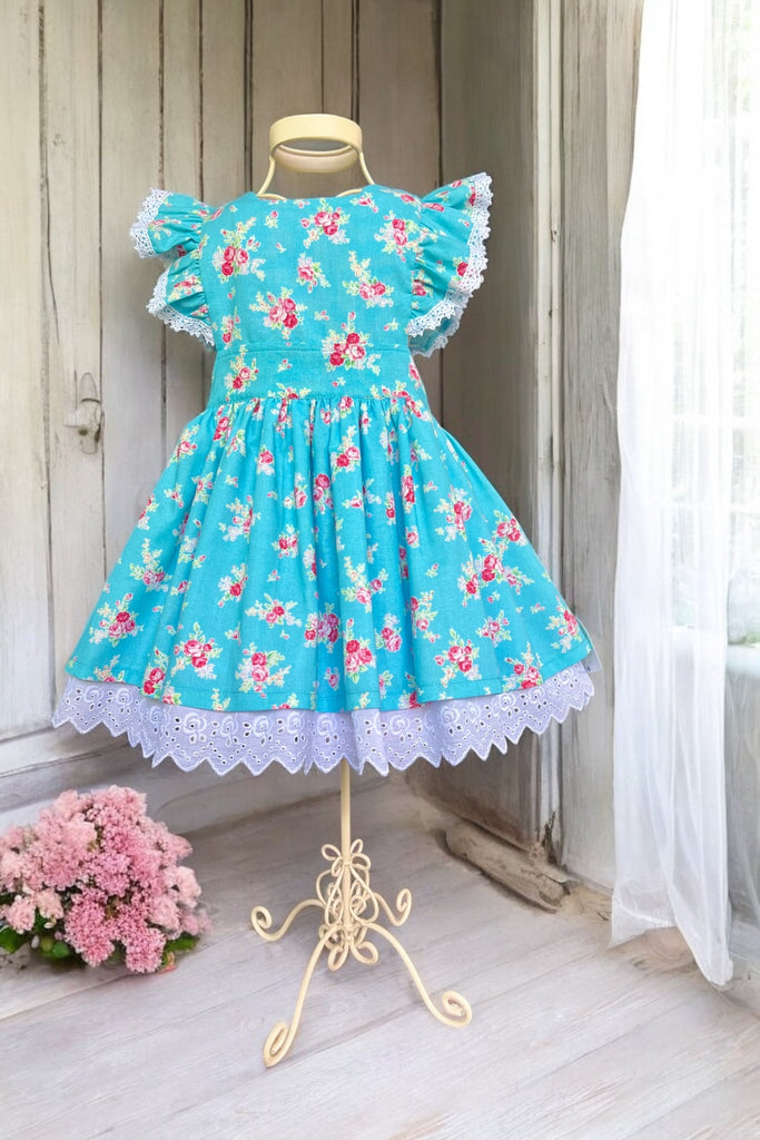 Charlotte Emma Dress | Flower Sugar in Blue by Lecien | OOAK ~ Sz 3