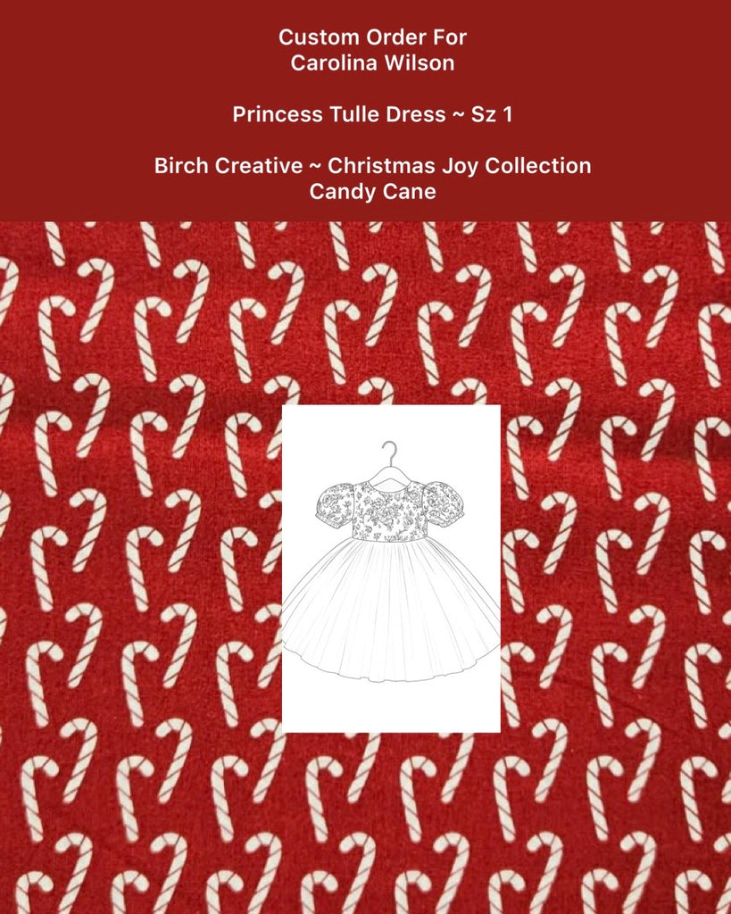Custom Order For Carolina Wilson | Princess Tulle Dress ~ Sz 1 | Candy Canes