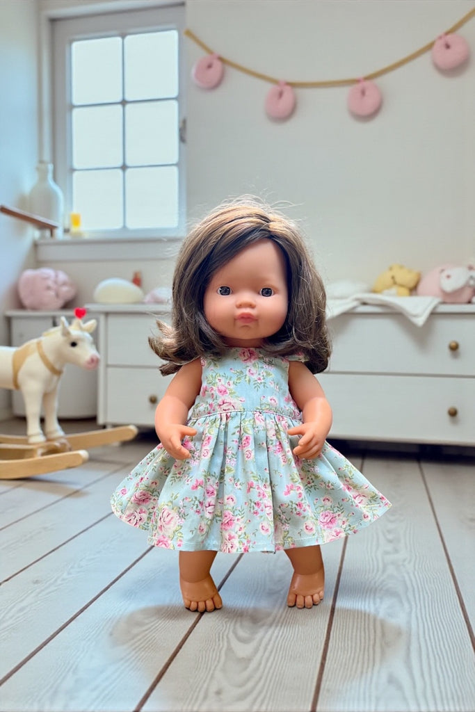 Miniland Doll Tea Party Dress - Tilly in Blue