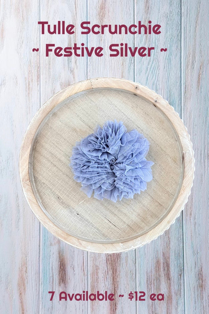 For Bess | 2x Tulle Scrunchies ~ Festive Silver