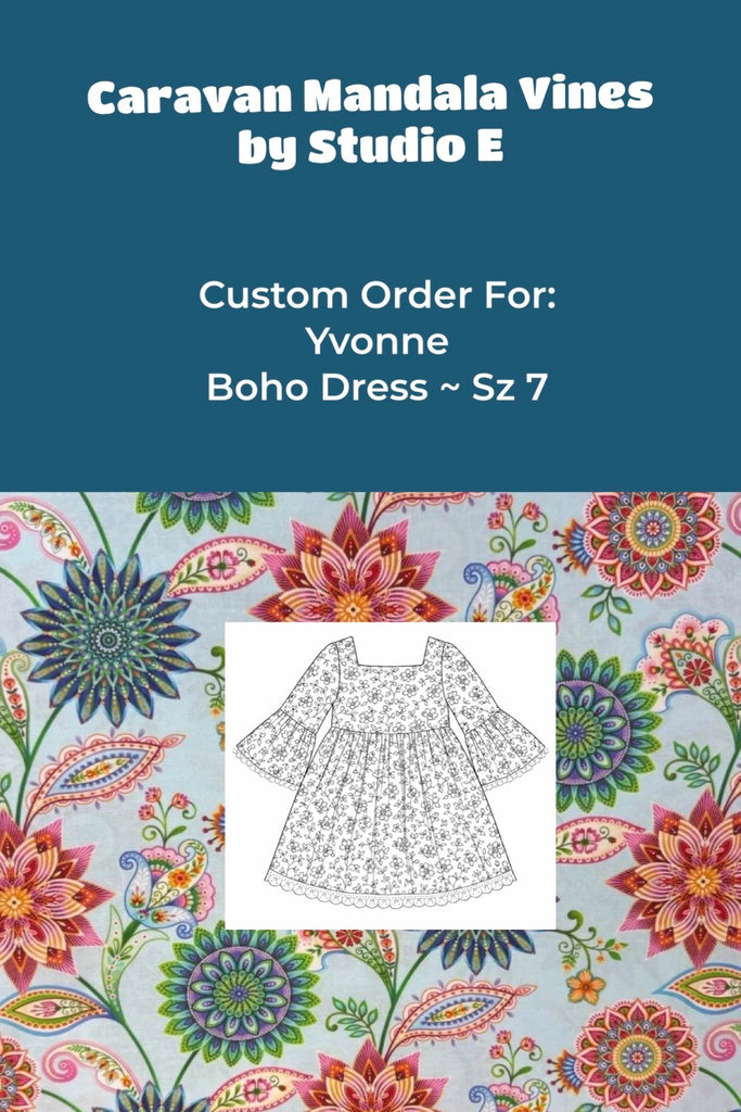 Custom Order For Yvonne | Boho Dress ~ Sz 7 | Caravan Mandala Vines  by Studio E
