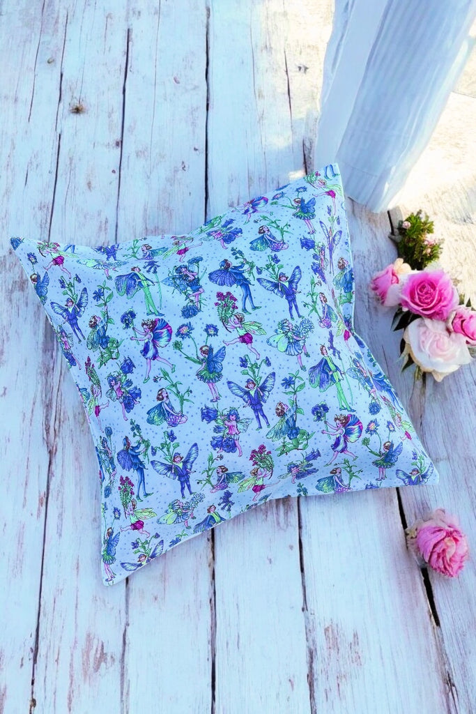 For Bess | Cushion Cover | Petite Fairies in Periwinkle from the Flower Fairies Collection