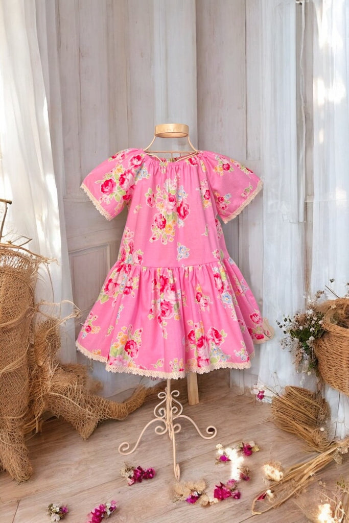 Vintage Seaside Dress | Lecien Flower Sugar | Pink ~ Sz 3