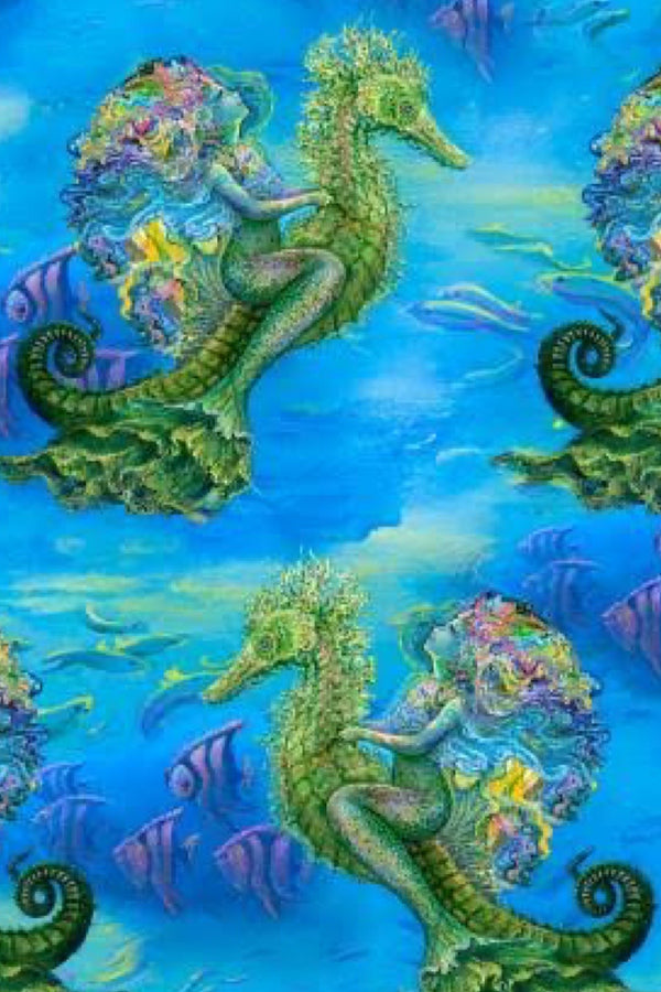 Boho Dress | ‘Mermaids Riding Seahorses’ | From the Mystic Ocean Collection by Josephine Wall for 3 Wishes Fabric | Out of Print & Hard to Find | Sz 8