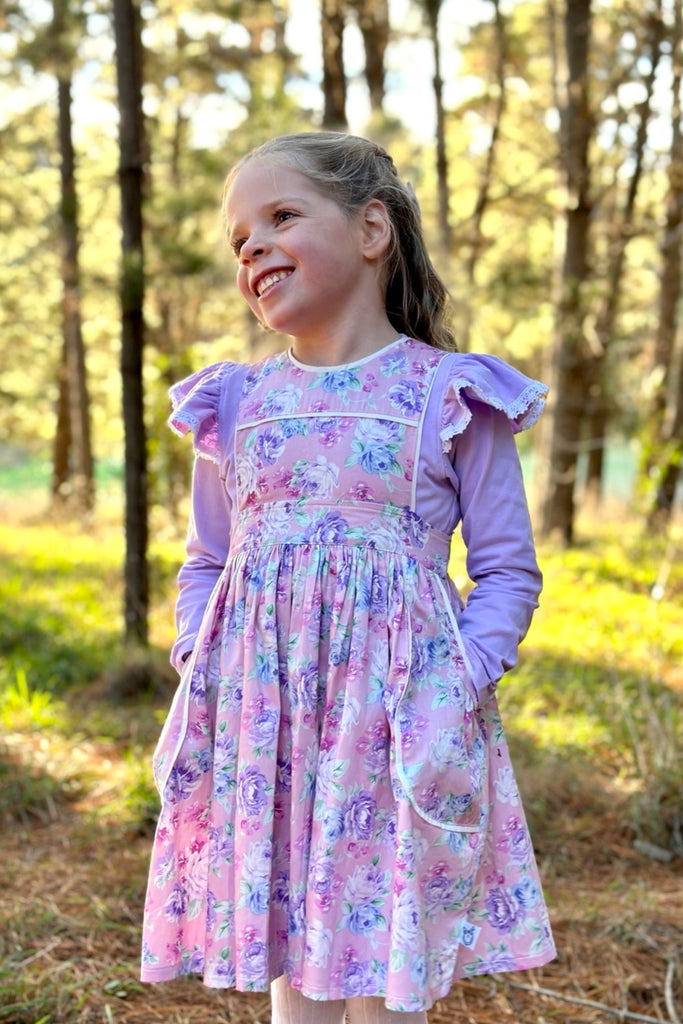 Pocket Pinafore Dress | Matilda Rose in Pink