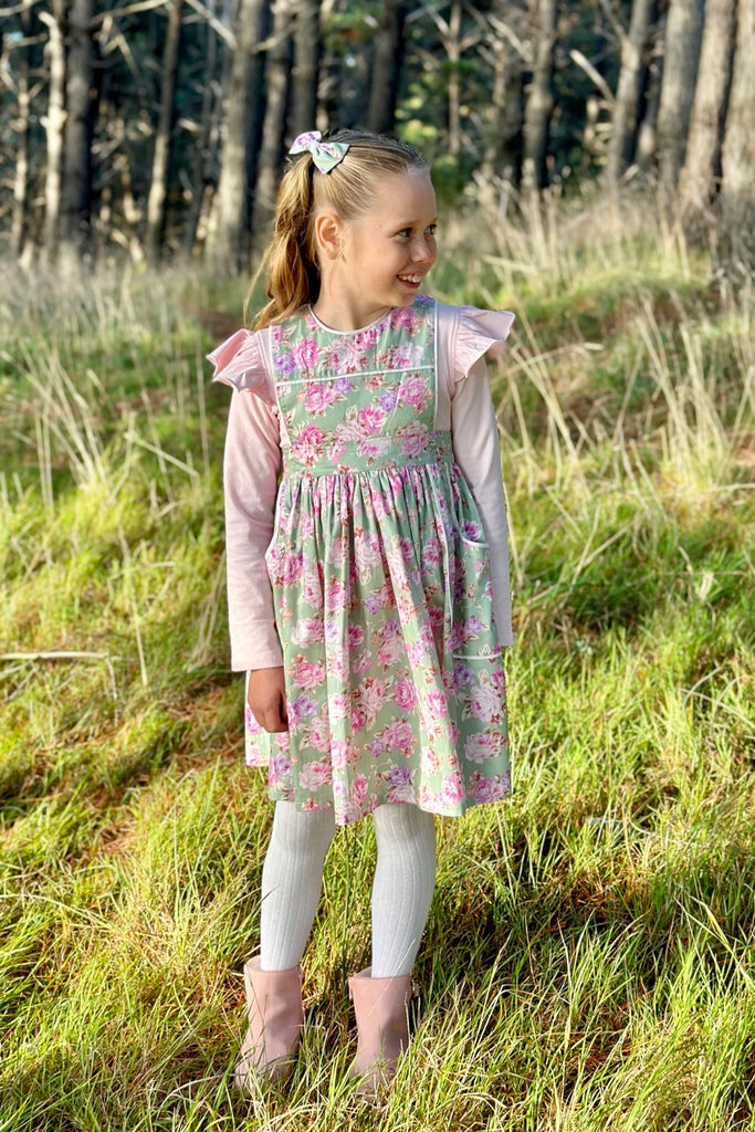 Pocket Pinafore Dress | Matilda Rose in Mint